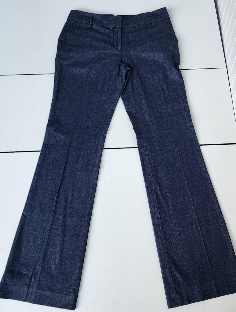 LOFT Ann Womens Dark Wash High Rise Refined Denim Wide Leg Sailor 31x32 Pants 4